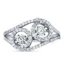 Fashion Dancing Diamond Double Stone 925 Silber Ring Schmuck